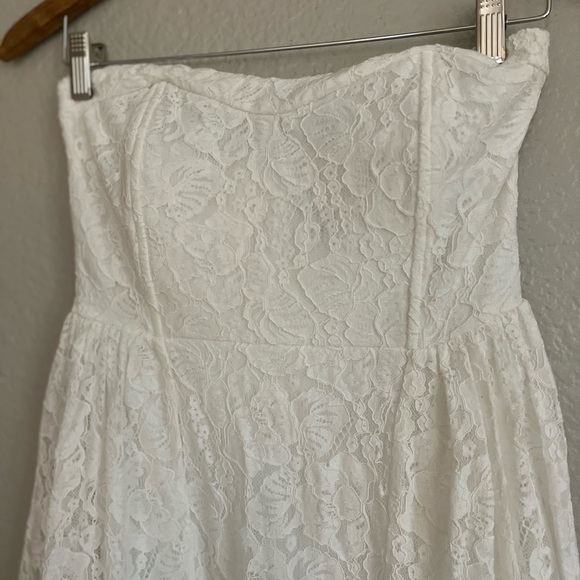 NWOT Curated Charm White Lace Strapless Bustier High-Low Dress - Picture 4 of 8